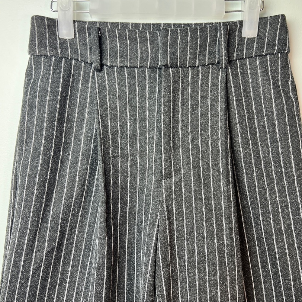 Elodie Pinstripe Wide Leg Trousers | Gray & White | Tailored Fit | Size Small - Picture 8 of 13